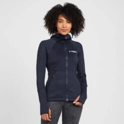 Adidas TERREX Womenâs Tech Flooce Hooded Hiking Fleece Jacket