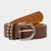 Womens Leather Belt With Rose Gold Detailing Bison Dark Brown -Regatta Store go 576966 a