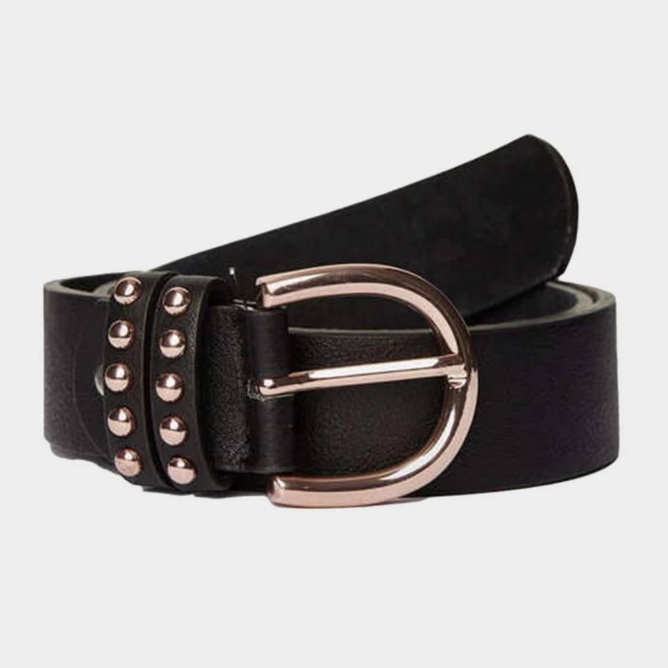 Womens Leather Belt With Rose Gold Detailing Black 3 Womens Leather Belt With Rose Gold Detailing Black