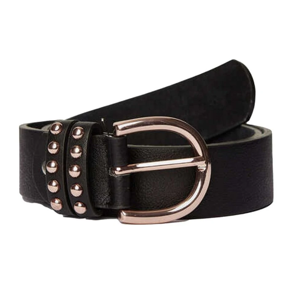 Womens Leather Belt With Rose Gold Detailing Black 5 Womens Leather Belt With Rose Gold Detailing Black - Image 3