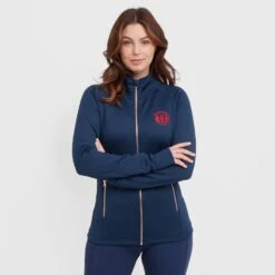 Womenâs Zip Fleece In Dark Blue